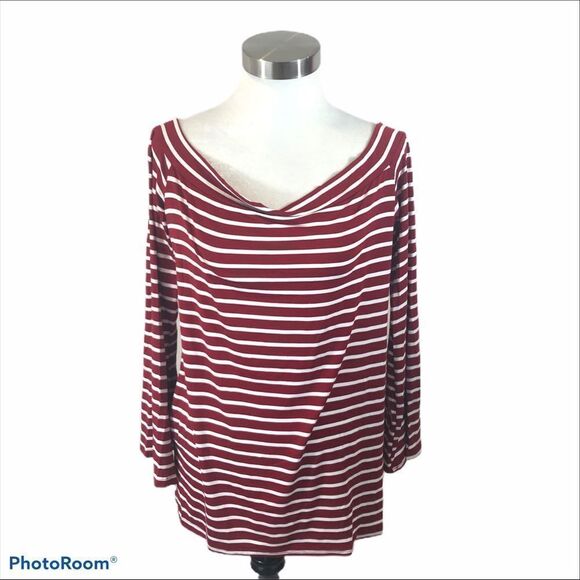 ZJCT brand Red and White Striped Boat Neck Shirt - Picture 5 of 12